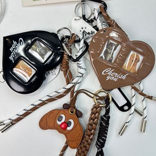 吐司牛角面包爱心id小卡证件照挂饰挂件书包背包皮质卡通公仔吊饰