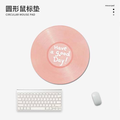 黑胶唱片鼠标垫小号圆形复古风电脑办公学习加厚防滑锁边鼠标垫子