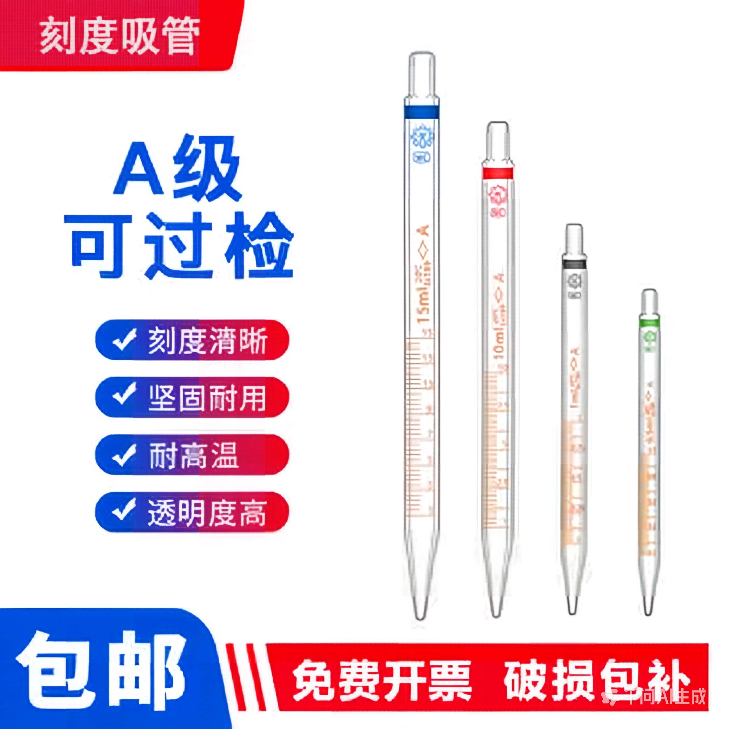 玻璃移液管环标刻度吸管滴管分度吸量管0.1 0.2 0.5 10 25ml