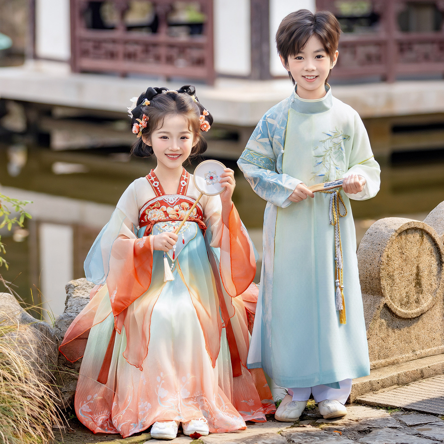 汉服男童女童2026新款超仙中国风表演古风唐装儿童古装国学演出服