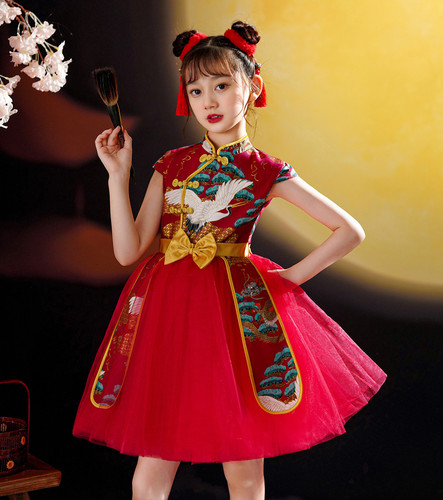 国潮女童旗袍夏季高端