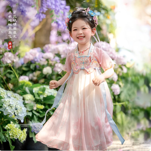 汉服女童夏季儿童古风超仙古装2026新款中国风唐装女孩公主连衣裙