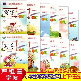 严祖喜字帖小学生写字规范同步练习字帖 一年级二年级三年级四年级五年级六年级上册下册人教版硬笔楷书行楷常用字粉笔字书写技法
