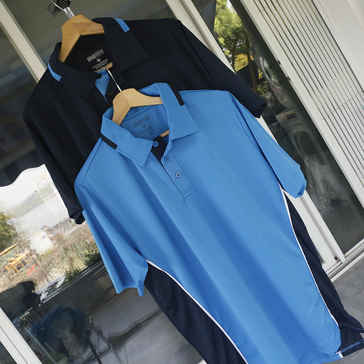 运动户外球类翻领POLO衫短袖T恤男外贸拼色大码加长速干吸汗透气