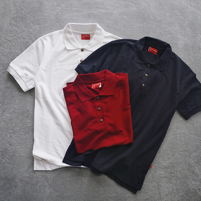 休闲制服翻领棉质纽扣POLO衫短袖