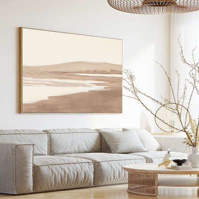 海浪肌理油画客厅装饰画侘寂风