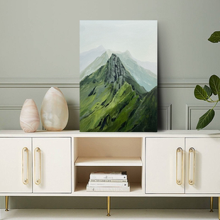 《晓山青》现代客厅大气森系山水风景绿色油画装饰画过道壁画挂画