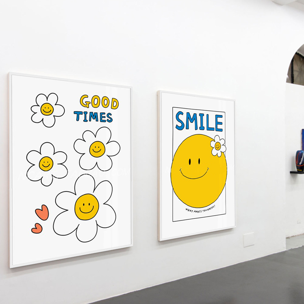 可爱笑脸快乐装饰画治愈好心情 韩国ins 拍照道具背景艺术海报