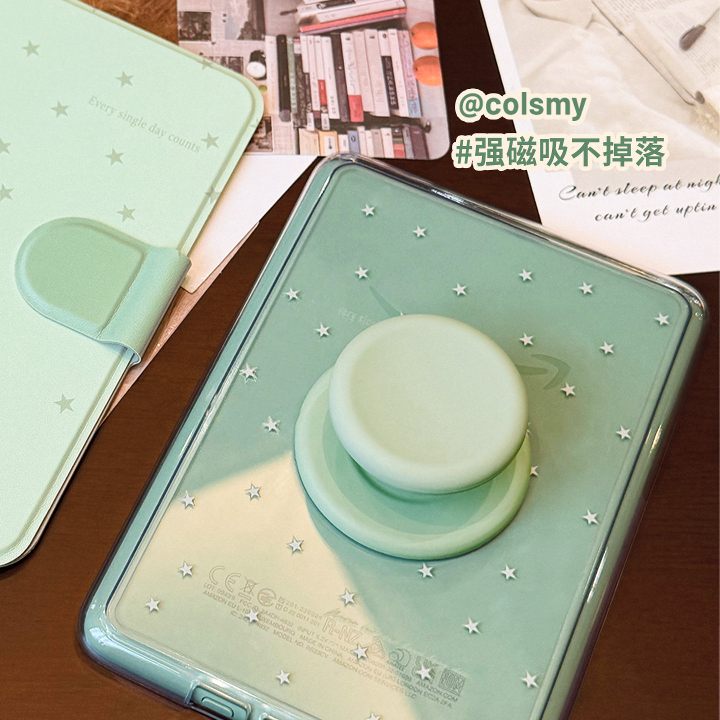 kindle电子书手持支架液态硅胶磁吸手机支架ins简约纯色阅读器气囊支架引磁环强磁吸附新款马卡龙配色伸缩
