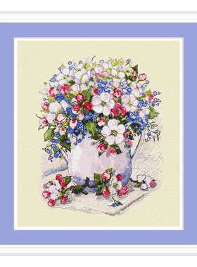 小小鱼DMC绣线十字绣套件  B1658苹果花瓶 乳白绣布新品手工刺绣