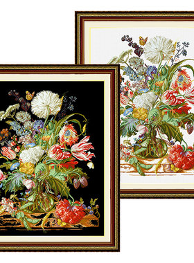 小小鱼DMC绣线十字绣套件 B1565大花瓶家居手工刺绣新品花卉混绣