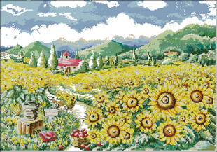 小小鱼DMC绣线十字绣套件 B575向日葵园手工刺绣精准印花