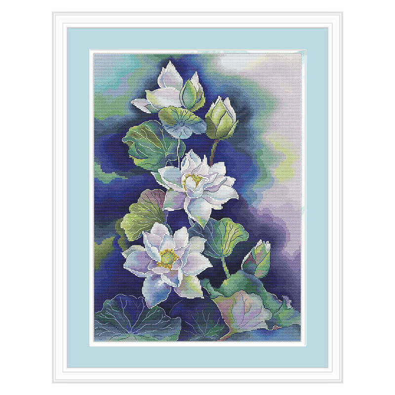 小小鱼DMC绣线十字绣套件  B1694荷塘月色新品精准印花