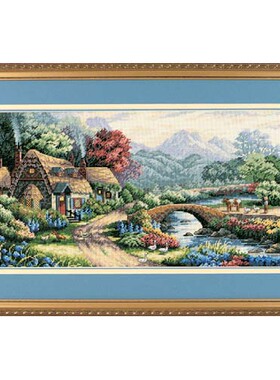 家居手工刺绣小小鱼十字绣套件DIM101-35019村庄外景14CT乳白绣布