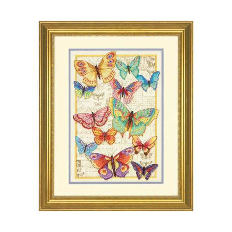 小小鱼DMC绣线十字绣套件 D1090蝴蝶 新品手工刺绣乳白绣布