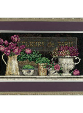 家居手工刺绣小小鱼十字绣套件DIM110-35093巴黎花二黑色绣布