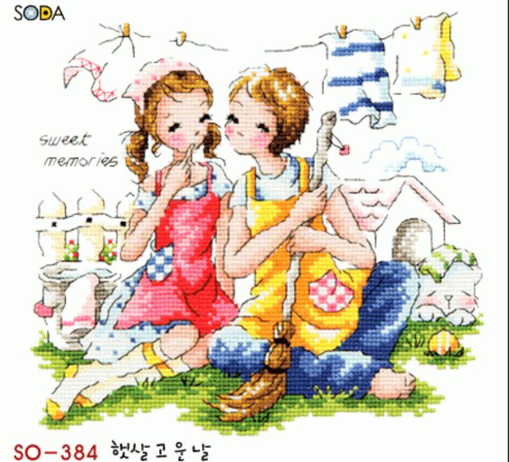 小小鱼DMC绣线十字绣套件 SODA-SO384情侣印花