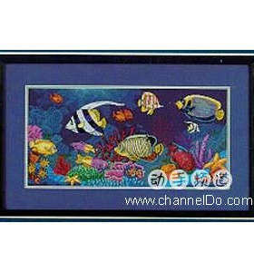 家居手工刺绣小小鱼十字绣套件DIM048-13652热带鱼藏蓝绣布