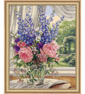 小小鱼DMC绣线十字绣套件 B982窗口花瓶植物花卉客厅挂画精准印布