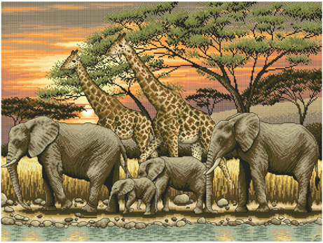 皇冠 小小鱼ANC十字绣套件 ANC053【非洲之歌】象群印花
