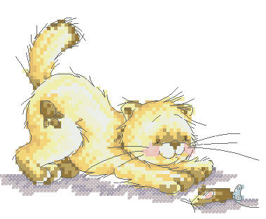 皇冠 小小鱼ANC十字绣套件 A1542 卡通【牛刀小试】猫咪捉老鼠