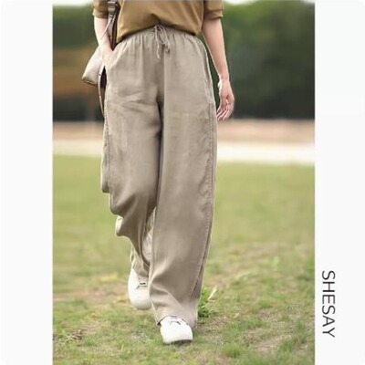 棉麻休闲香蕉裤女夏季薄款宽松慵懒风高腰垂感休闲亚麻阔腿灯笼裤