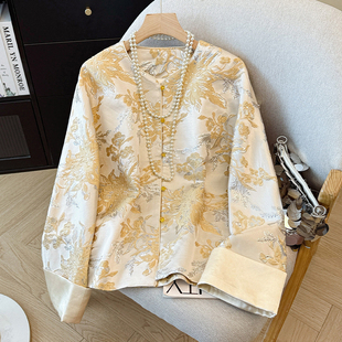 新中式国风提花盘扣改良唐装外套女秋装新款时髦显瘦百搭外穿上衣