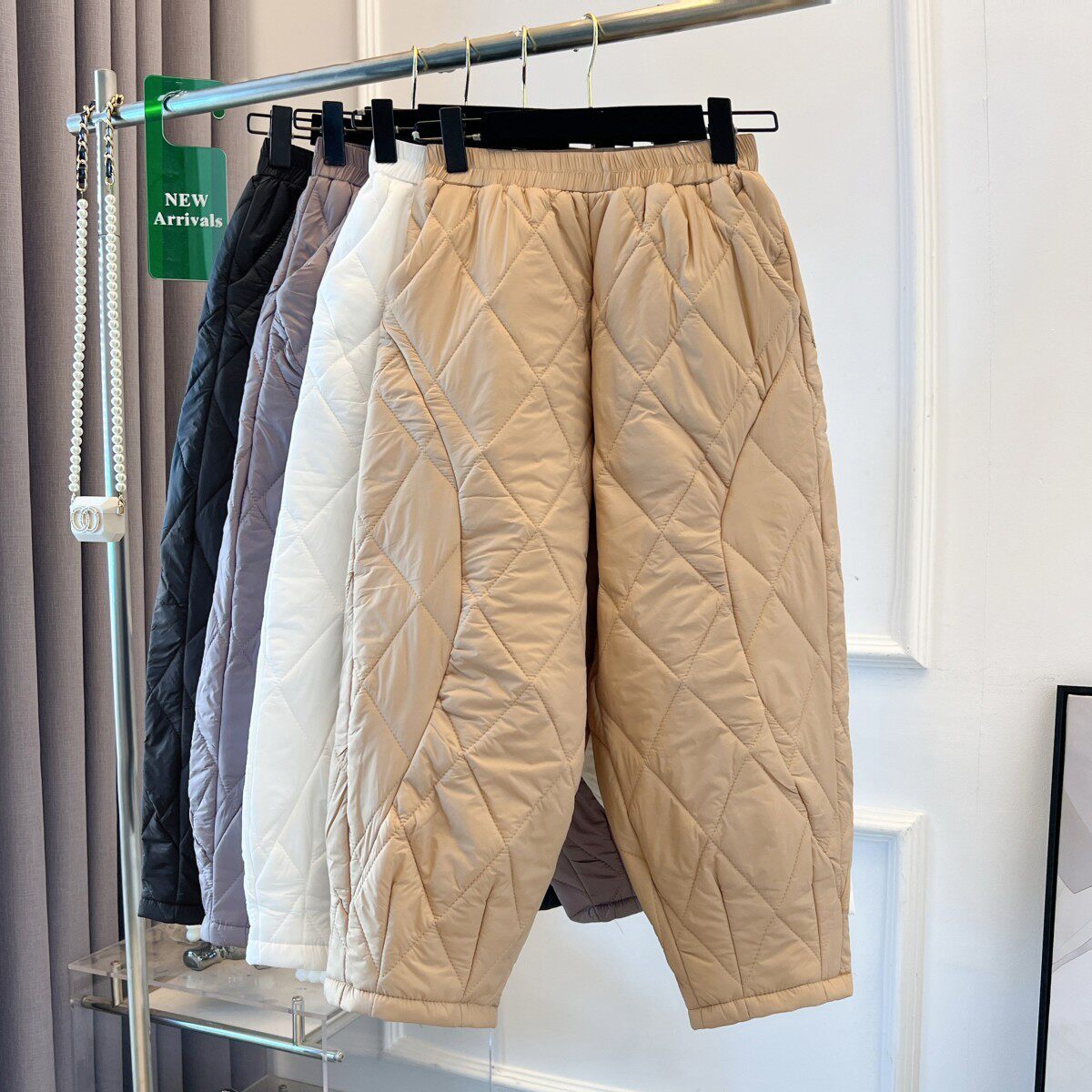 反季清仓时尚羽绒棉裤女冬季外穿加厚保暖哈伦裤宽松休闲九分靴裤