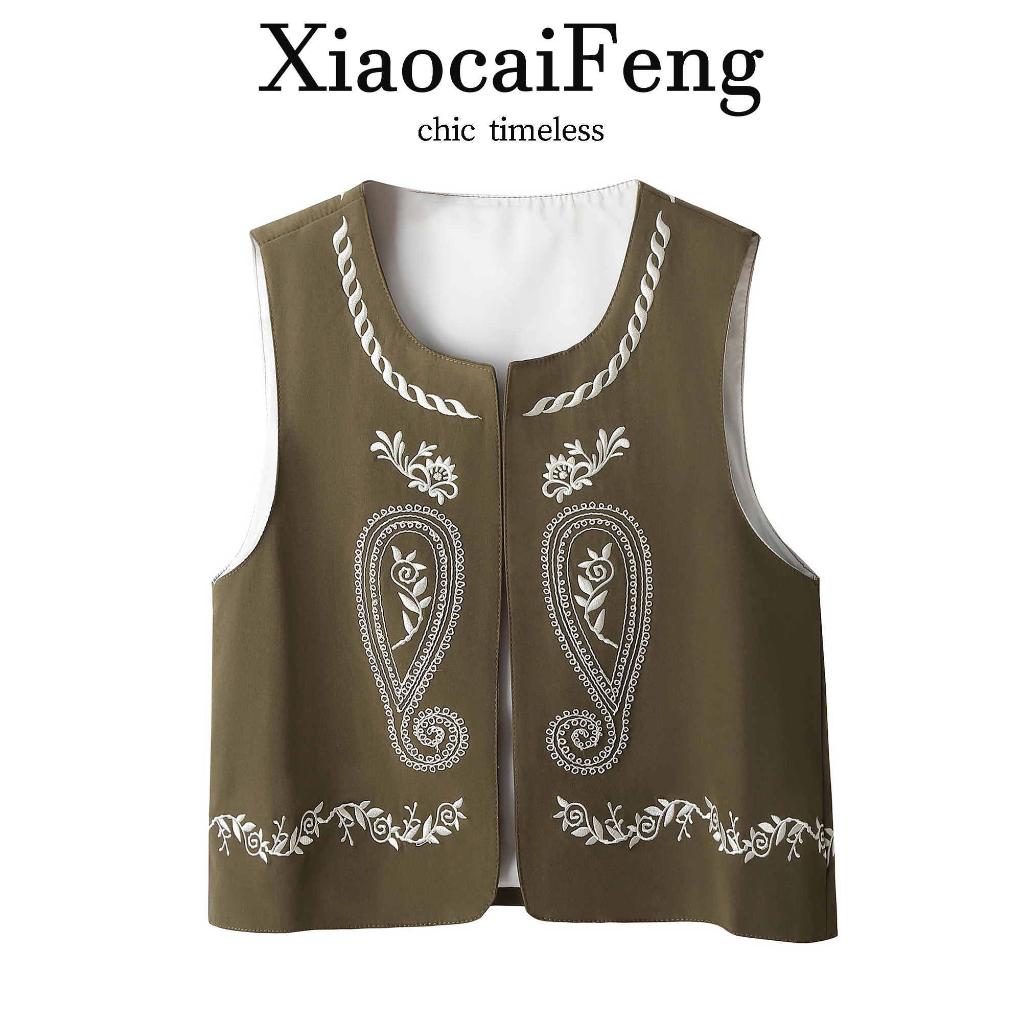 波西米亚刺绣马甲开衫春夏旅行叠穿外搭背心无袖百搭坎肩短款上衣