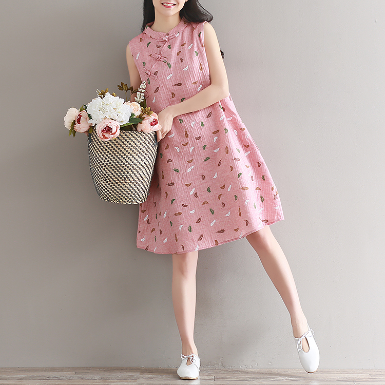 胖妹妹夏装新款无袖连衣裙女2025文艺大码女装印花小清新背心裙子