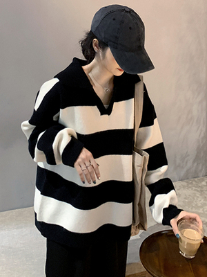 海军领宽松显瘦毛衣女秋冬