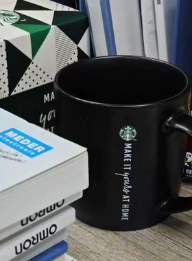 星爸爸黑色陶瓷马克杯英文字母简约咖啡杯家用水杯经典陶瓷马克杯