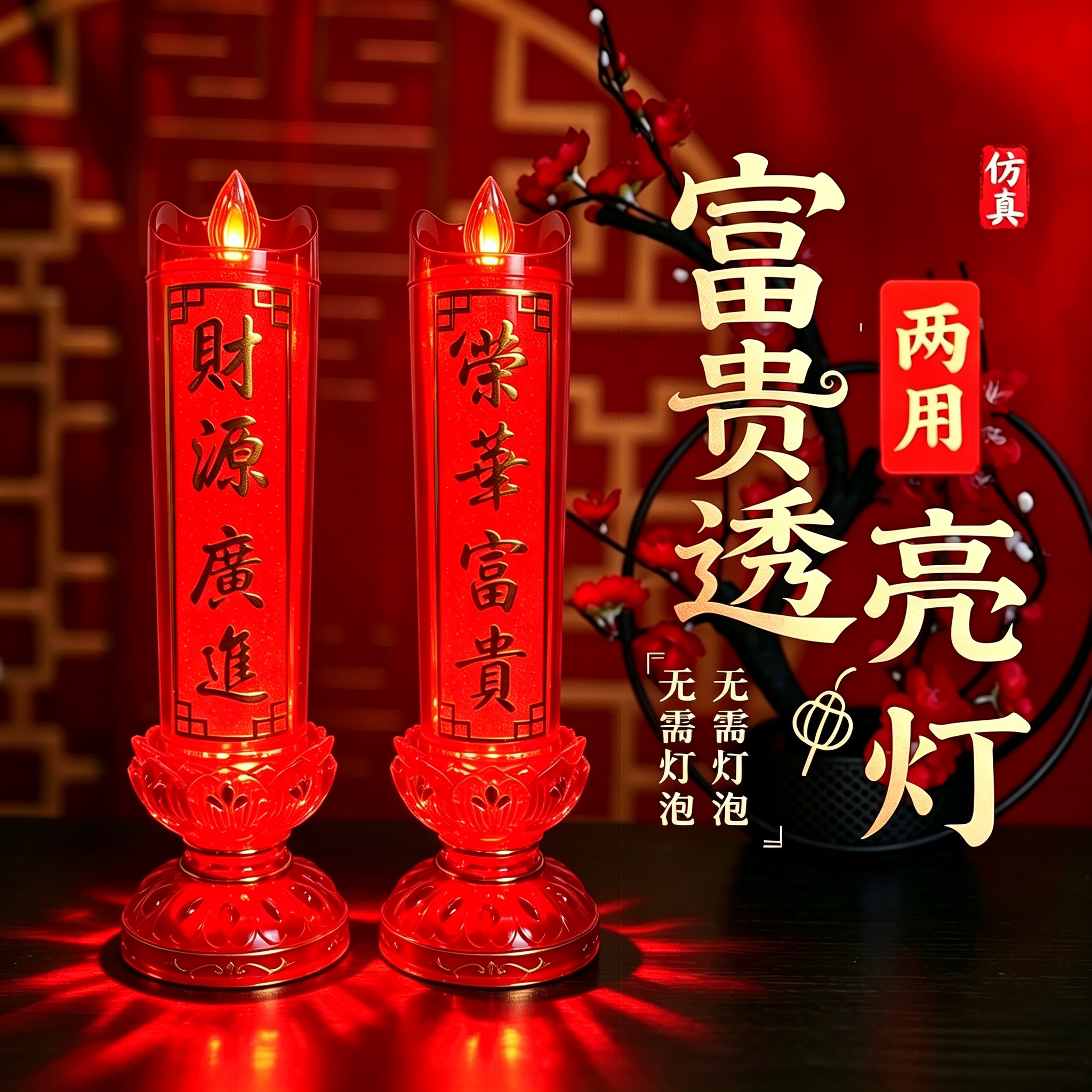 电子蜡烛灯佛前招财灯莲花仿真火焰插电供供佛家用led节能电蜡烛