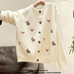 白色开衫毛衣外套女款秋冬2025新款宽松小个子超好看针织厚款上衣