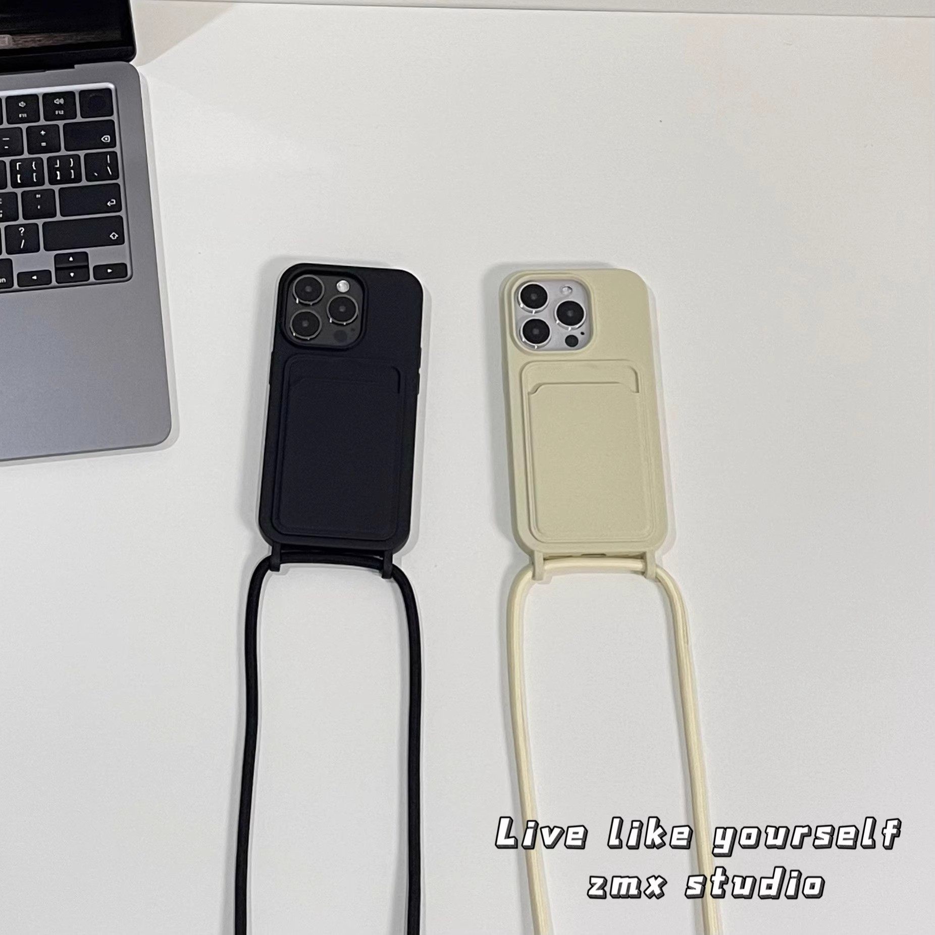 ins风秋冬复古棕高级灰斜跨可调节背带挂绳插卡手机壳适用17iPhone15promax14软壳硅胶苹果16/13保护套12/11