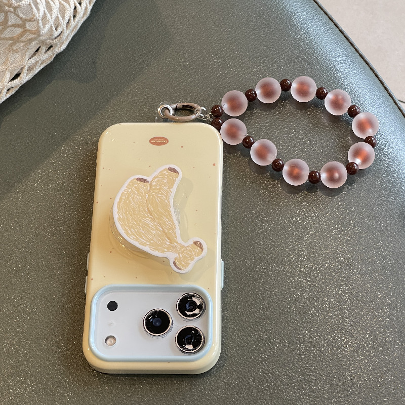 马卡龙纯色奶黄ins水果香蕉支架手腕链条适用于苹果17手机壳iphone16pro软15/14套13