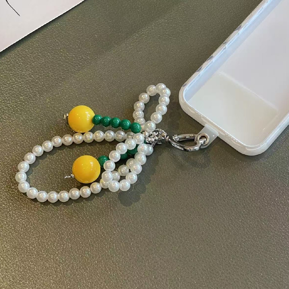ins可爱博主小众珍珠撞色蝴蝶结挂链包包车钥匙耳机包短链送卡片