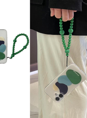 ins莫兰迪绿色几何色块弹力手链珠适用于17苹果16手机壳iphone15promax高级感14/13