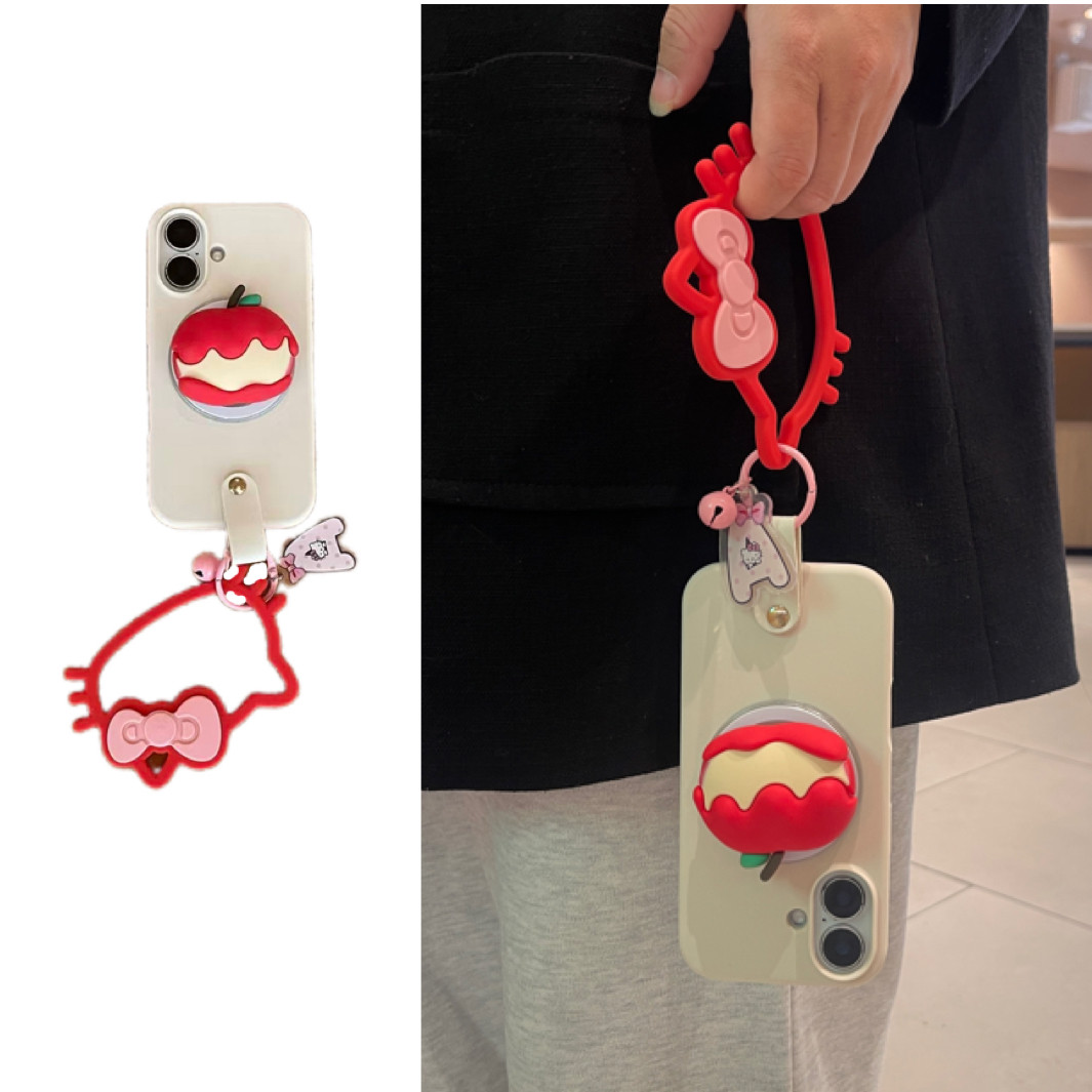 奶白ins草莓kitty猫磁吸支架手环腕带适用于苹果17手机壳iphone16promax液态硅胶15/14套13可拆卸12