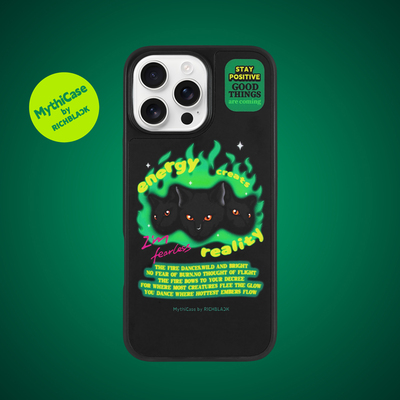 MythiCase by RICHBLACK 绿焰猫咪mc79 碳纤维手机壳适用于iPhone17/17Pro/17ProMax