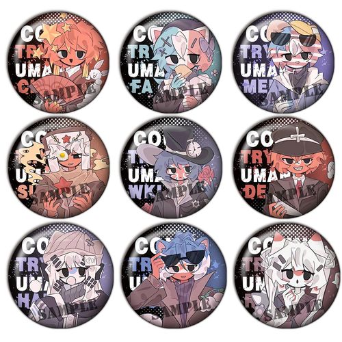 ch国拟五常吧唧动漫镭射谷子胸针无料胸章瓷美盲盒同人徽章周边C