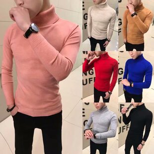 社会小伙高领毛衣男精神快手红人同款长袖紧身弹力打底针织衫网红