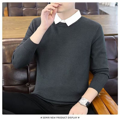 2025新款假两件毛衣男高端衣服