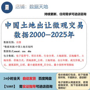 【2025】中国土地出让微观交易数据2000-2025年