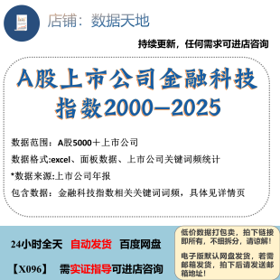 【更新2025年】A股上市公司金融科技指数2000-2025