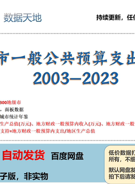 【2023】地级市一般公共预算支出gdp政府支持水平数据2003-2023