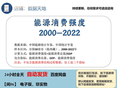 全国各省能源消费强度单位GDP能耗30省份(不含西藏)省级面板数据