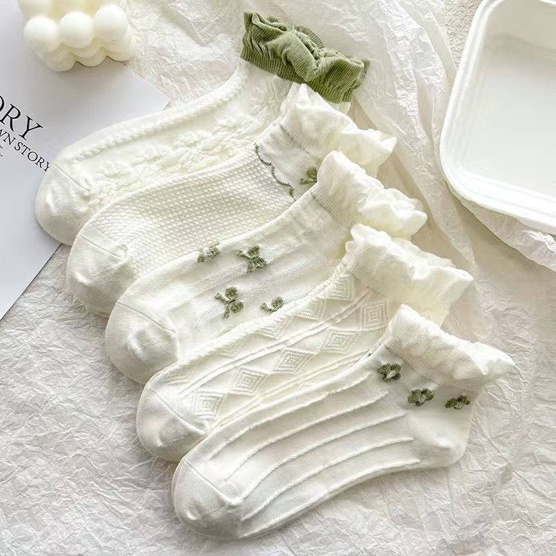 袜子女短袜春夏季白色薄款袜日系花边学生浅口低帮ins潮吸汗防臭