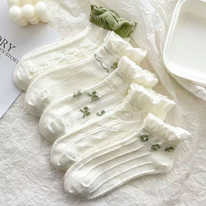 日系花边学生浅口低帮袜春夏薄款白色防臭