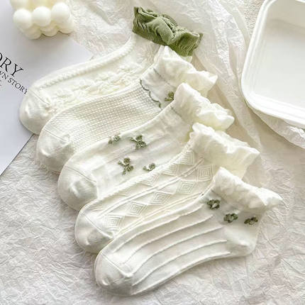 袜子女短袜春夏季白色薄款袜日系花边学生浅口低帮ins潮吸汗防臭